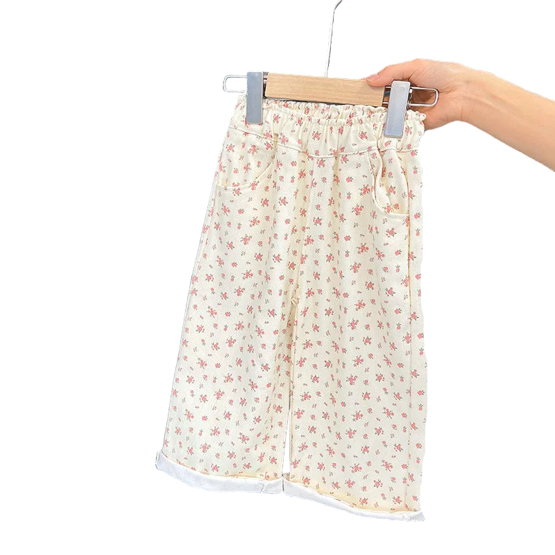 Girls Floral Wide-Leg Pants
