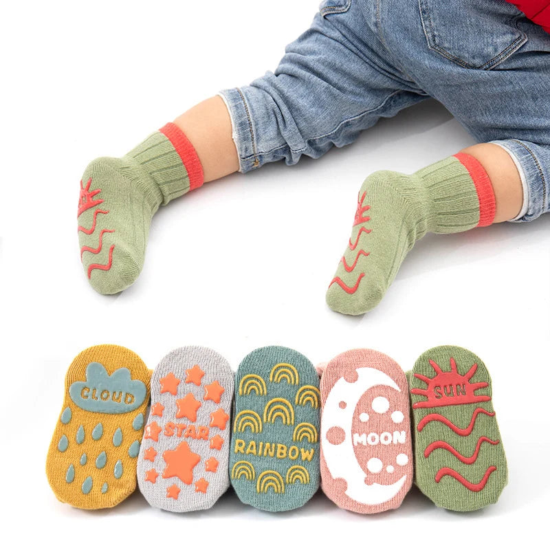 5 Pairs Baby Grip Colorful Socks