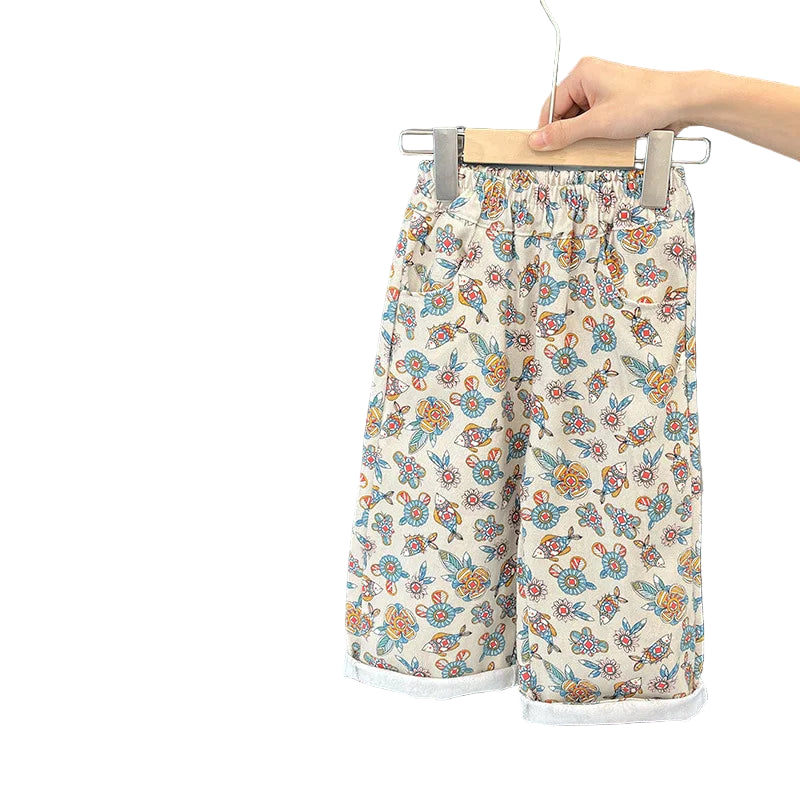 Girls Floral Wide-Leg Pants
