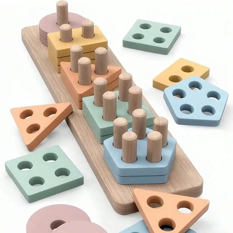 Wooden Shape Sorter – Montessori Toy for Toddlers