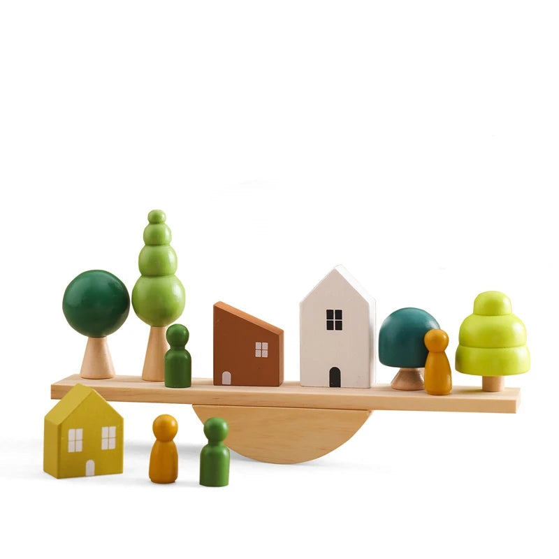 Woodland Balance & Threading Toy – Montessori Sensory Wooden Set