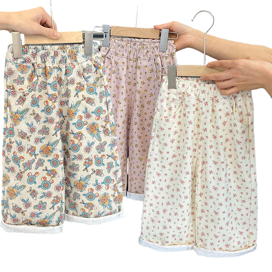 Girls Floral Wide-Leg Pants