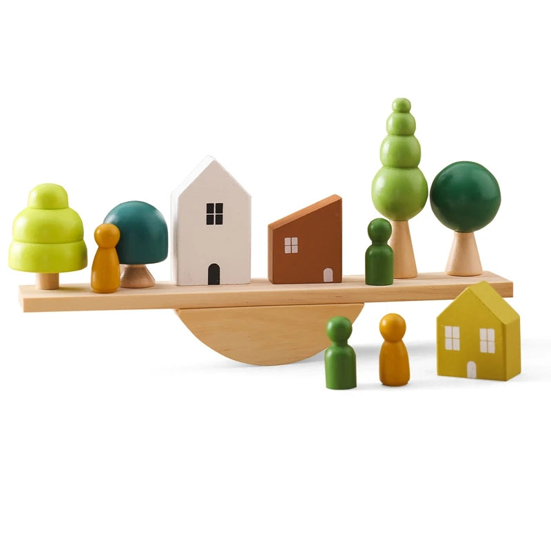 Woodland Balance & Threading Toy – Montessori Sensory Wooden Set