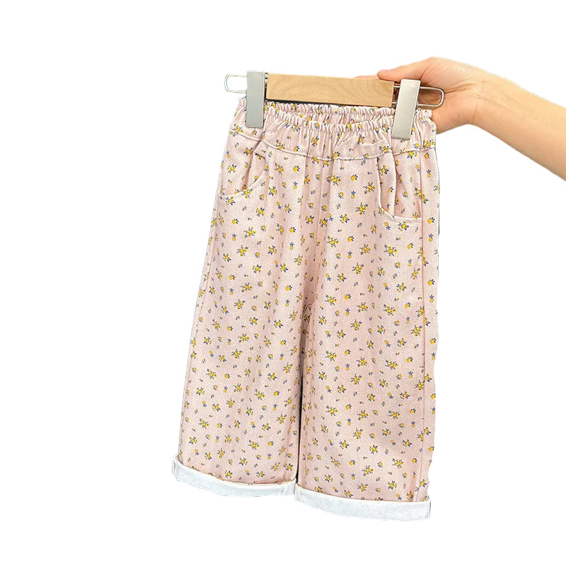 Girls Floral Wide-Leg Pants