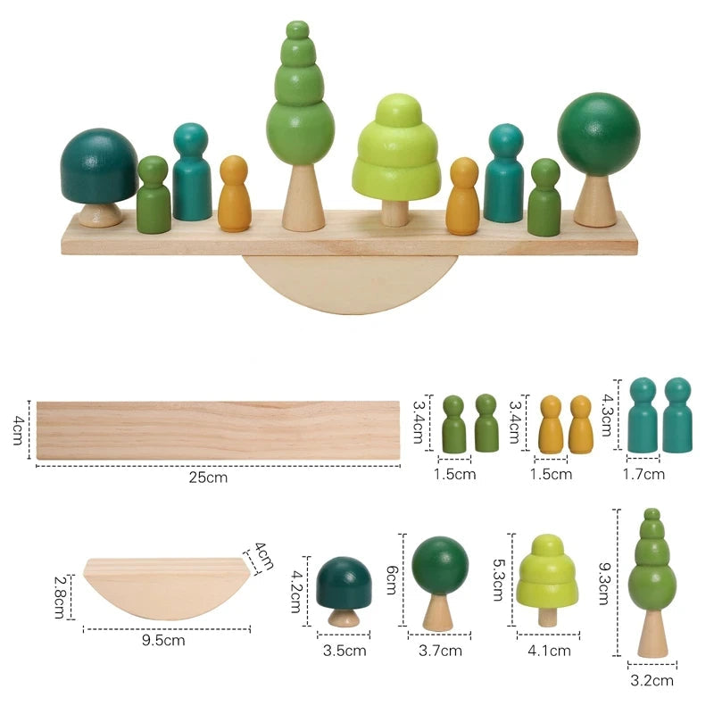 Woodland Balance & Threading Toy – Montessori Sensory Wooden Set