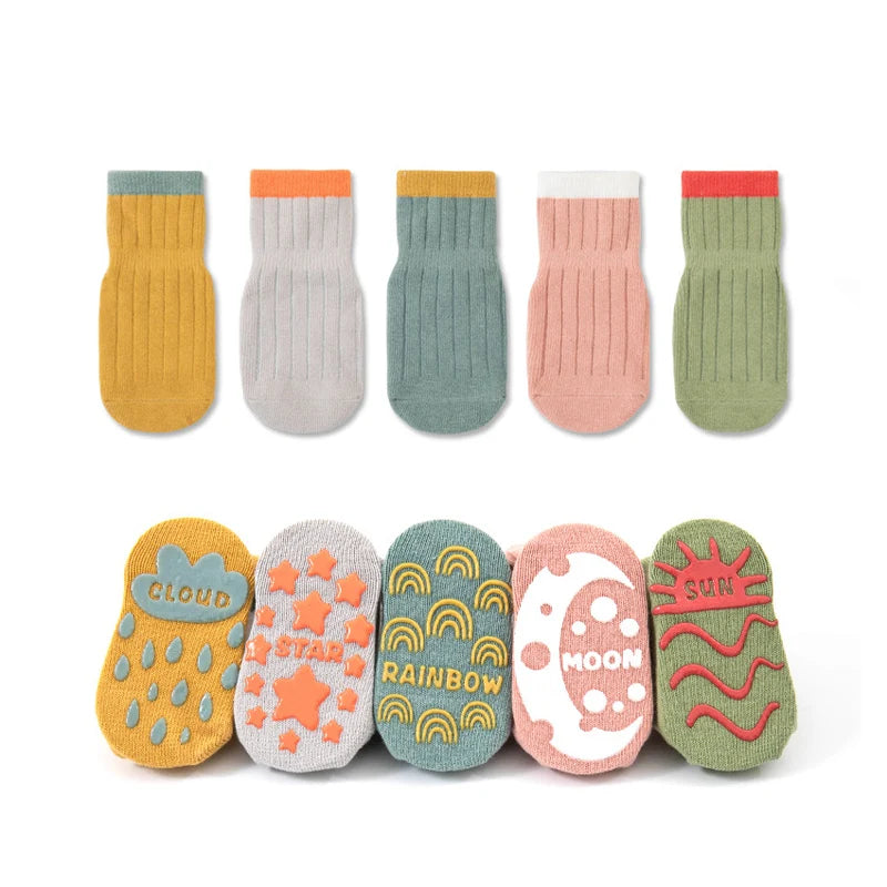 5 Pairs Baby Grip Colorful Socks
